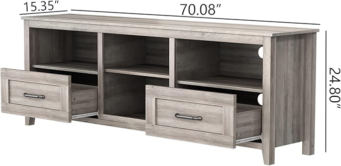 NicBex TV Stand for 60 Inch TV TV Console Table with 2 Drawers and 4 High-Capacity Storage Compartment,Entertainment Center with Storage for Living Room,Bedroom,70.08 Inch,Grey - LeafyLoom