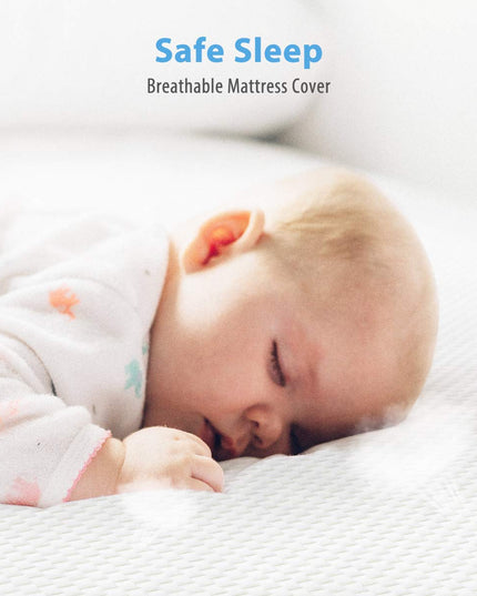 Crib Mattress, Dual Sided Comfort Memory Foam Toddler Bed Mattress, Triple-Layer Breathable Premium Baby Mattress for Infant and Toddler w/Removable Outer Cover - White&Blue - LeafyLoom