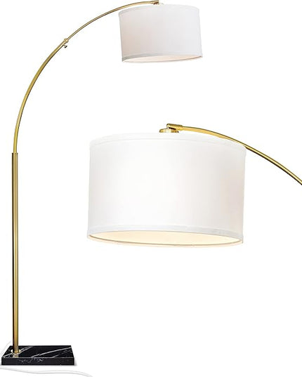 Brightech Logan Arc Floor Lamp, Bright Standing Lamp for Living Rooms, Offices & Bedrooms, Modern Living Room Décor, Tall Hanging Floor Lamp for Reading and More – Gold/Brass - LeafyLoom
