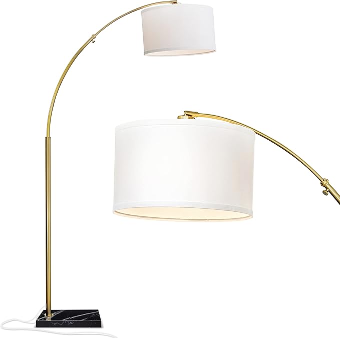 Brightech Logan Arc Floor Lamp, Bright Standing Lamp for Living Rooms, Offices & Bedrooms, Modern Living Room Décor, Tall Hanging Floor Lamp for Reading and More – Gold/Brass - LeafyLoom