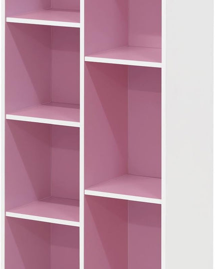 Furinno 7-Cube Reversible Open Shelf, White/Pink 11048WH/PI - LeafyLoom