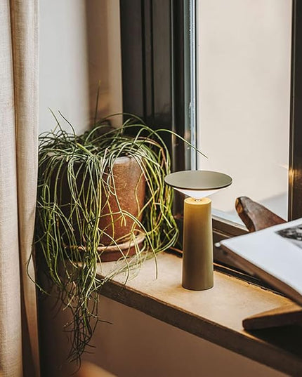 'Mona' Modern Table Lamp, Partable Wireless LED Light, Dimming Touch Control Switch, 360 Adjustable, USB Rechargeable, Study Reading Desk Lamp for Home and Office (White) - LeafyLoom