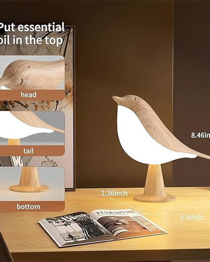 FUYUNXIN Bird Lamp Bedside Lamps - Rechargeable Cordless Table Lamp with 3 Color Temperatures and Touch Sensor - Perfect for Bedroom Nightstand (Maple) - LeafyLoom