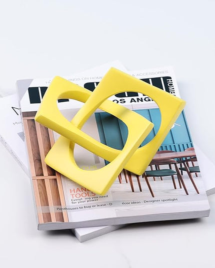 DOVDOV Geometric cube knot decorations, abstract geometric statue, yellow home decor accents for room office shelf coffee table entryway desktop small ornaments. - LeafyLoom