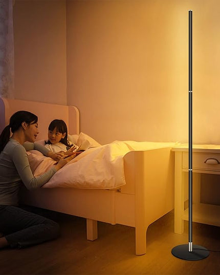 Modern Foor Lamp, Corner Lamp, Floor Lamp with Three Light Source, Led Floor Lamp with Remote & Touch Control, Black Standing Lamp for Bedroom, Livingroom, Ofiice - LeafyLoom