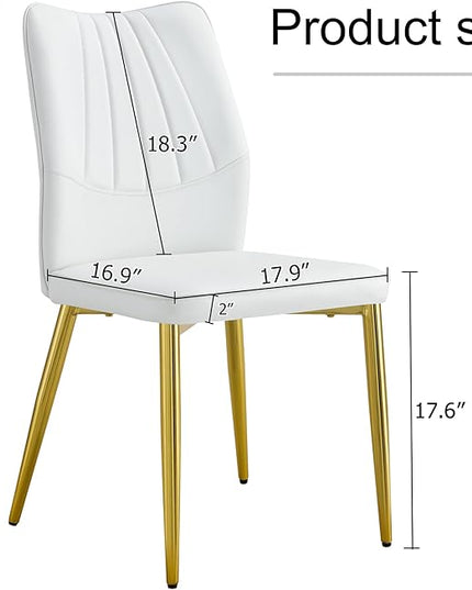NicBex Dining Chairs Set of 4 Modern Faux Leather High Back Dining Chair Dining Room Kitchen Chairs with Golden Metal Legs,Chairs for Dining Room, Kitchen,Living Room, and Restaurants,White - LeafyLoom