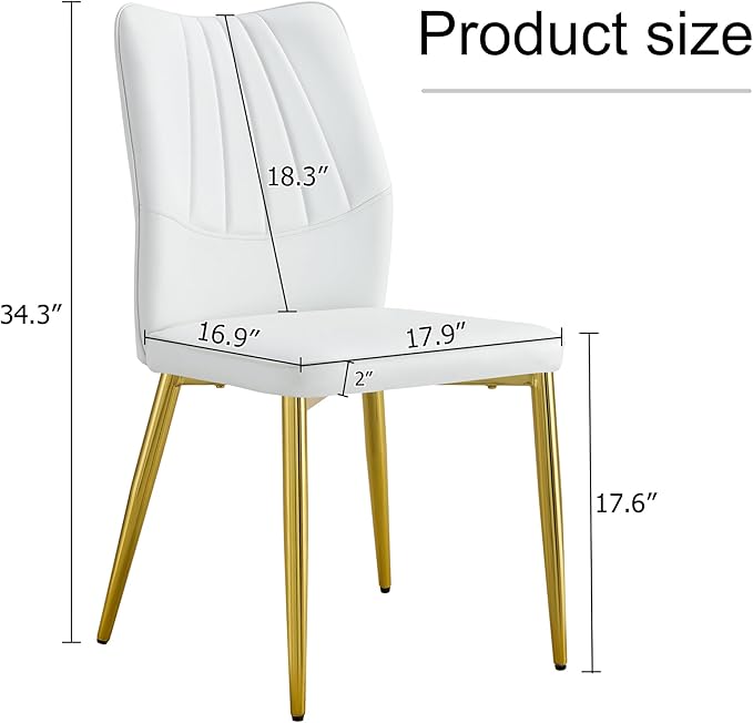 NicBex Dining Chairs Set of 4 Modern Faux Leather High Back Dining Chair Dining Room Kitchen Chairs with Golden Metal Legs,Chairs for Dining Room, Kitchen,Living Room, and Restaurants,White - LeafyLoom