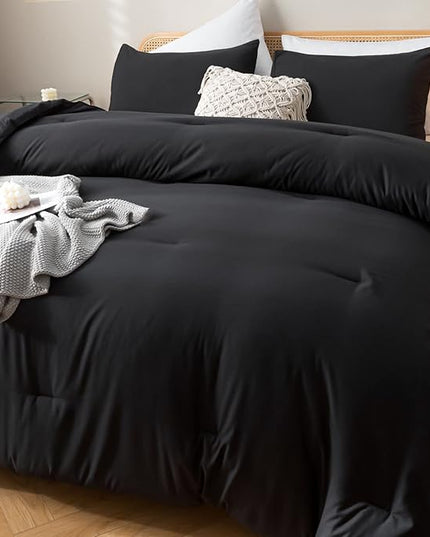 ROSGONIA California King Comforter Set Black, 3pcs (1 Boho Cal King Comforter & 2 Pillowcases), All Season Bedding Soft Bedspread Blanket Quilt - LeafyLoom