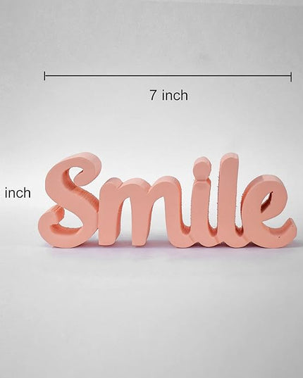 Smile – Peach, Aesthetic table decor for home or office, desk or Shelf. Quirky room decoration showpiece, ideal for birthday gift, corporate gift, and inspiring wall decor - LeafyLoom