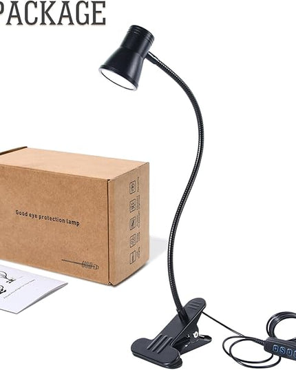 Clip Desk Lamp, USB Reading Light, Flexible Neck Led Clamp Light with 3 Color Temperature Options, 10 Dimmable Brightness Levels for Working, Studying (8W) - LeafyLoom
