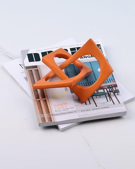 DOVDOV Geometric cube orange knot decorations, geometric sculptures, modern home decorations for home decor accents, dining tables, on shelves, consoles, entryway tabletop centrepieces - LeafyLoom