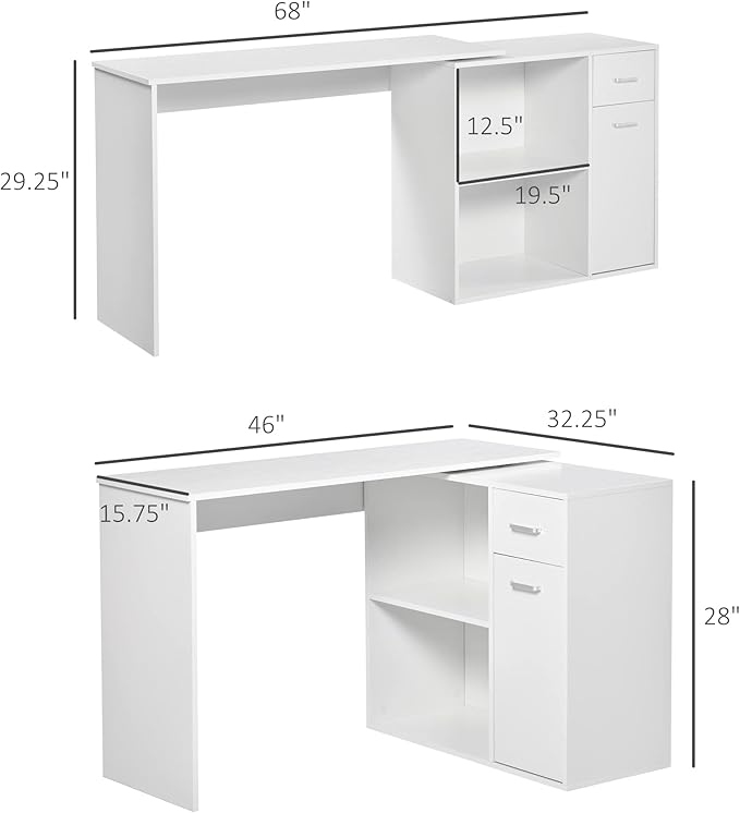 NicBex Kimberly-DW-00214-LWJ Home Office Desks, 46"x15.75"x29.25", White - LeafyLoom