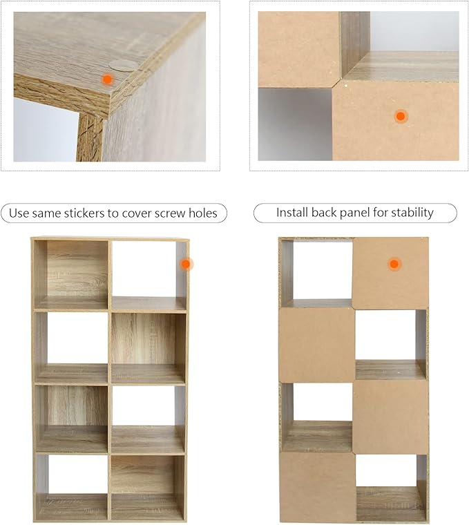 PACHIRA E-Commerce 8 Cube Storage Bookshelf, Unit Shelf, Wooden Closet Cabinet, Organizer Rack in Study, Oak - LeafyLoom