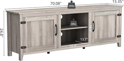 NicBex TV Stand for 60 Inch TV TV Console Table with 2 Doors and 4 Open Storage Compartments Cabinet for TV Box,Entertainment Center with Storage for Living Room,Bedroom,70.08 Inch,Grey - LeafyLoom