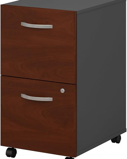 Bush Business Furniture Series C 2 Drawer Rolling File Cabinet in Hansen Cherry - Assembled, Mobile Document Storage for Home or Professional Office - LeafyLoom