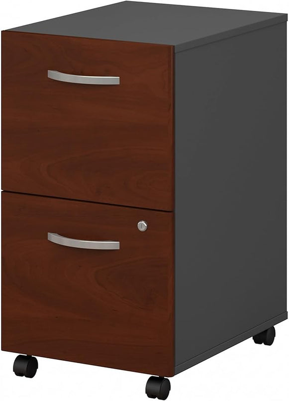 Bush Business Furniture Series C 2 Drawer Rolling File Cabinet in Hansen Cherry - Assembled, Mobile Document Storage for Home or Professional Office - LeafyLoom