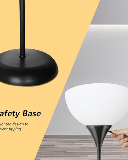 Standing Lamp, Led Floor Lamps for Living Room, Drop-resistant White Lampshade, Rotary Switch, Industrial Metal Tall Lamp for Living Room Bedroom Study Office kid’s room - LeafyLoom