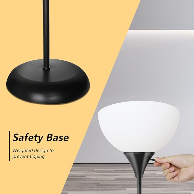 Standing Lamp, Led Floor Lamps for Living Room, Drop-resistant White Lampshade, Rotary Switch, Industrial Metal Tall Lamp for Living Room Bedroom Study Office kid’s room - LeafyLoom