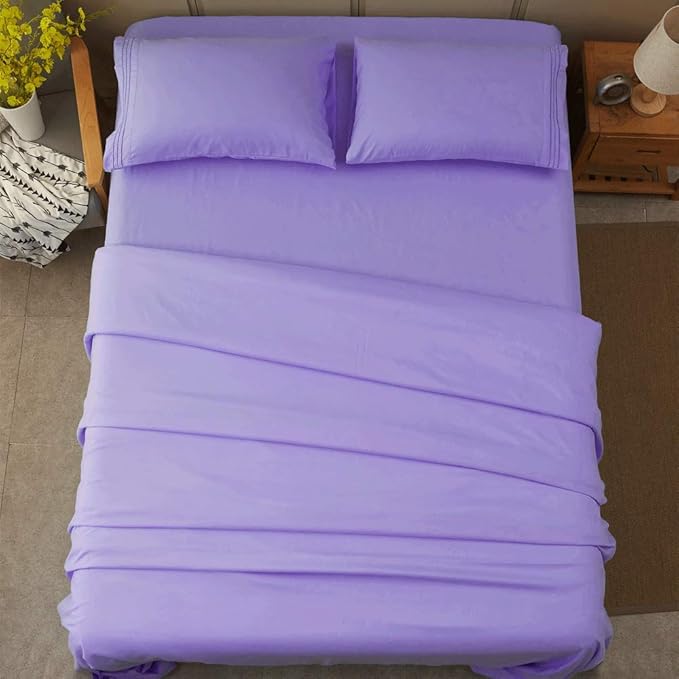 SONORO KATE Bed Sheet Set Super Soft Microfiber 1800 Thread Count Luxury Egyptian Sheets 16-Inch Deep Pocket，Wrinkle-3 Piece (Lavender, Twin XL) - LeafyLoom