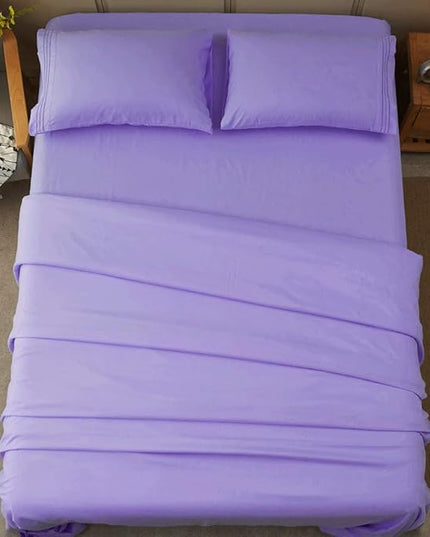 SONORO KATE Bed Sheet Set Super Soft Microfiber 1800 Thread Count Luxury Egyptian Sheets 16-Inch Deep Pocket，Wrinkle-4 Piece (Lavender, Queen) - LeafyLoom