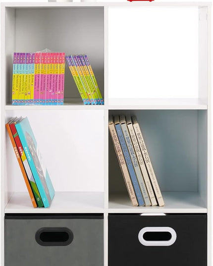 PATHIRA US Wooden Storage Bookcase 6-Cube, Fits 11 Inch Storage Bin, Modular Bookshelf Square Cabinet Organizer, Display Cube Shelves Compartments, White - LeafyLoom