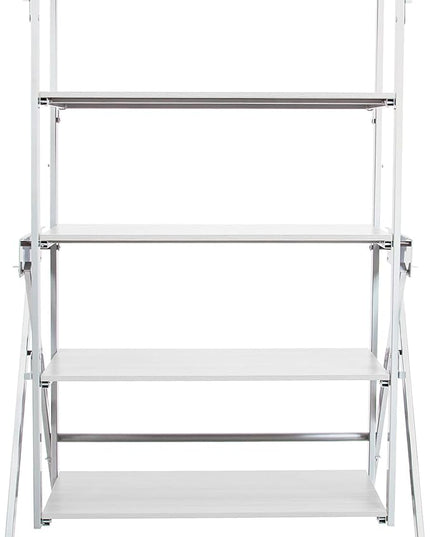 Origami Modern 2 in 1 Shelf to Table Style, Organizer Deco Rack Magically Turn to a Table/Desk in a Second,Fully Assembled,White/White US Patent Pending (STT-WHIWHI) - LeafyLoom