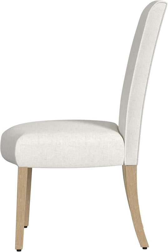 HomePop Classic Parsons Dining Chairs, Cream Textured Woven(Set of 2) - LeafyLoom