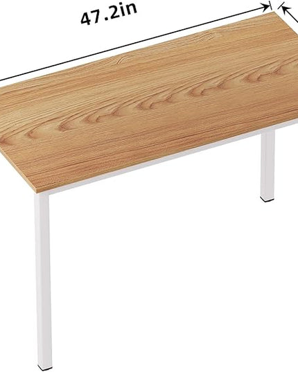 sogesfurniture Computer Desk 47 inches Large Office Desk Computer Table with BIFMA Certification Sturdy Office Desk Writing Desk,Teak with White Leg BHUS-AC3BW-120 - LeafyLoom
