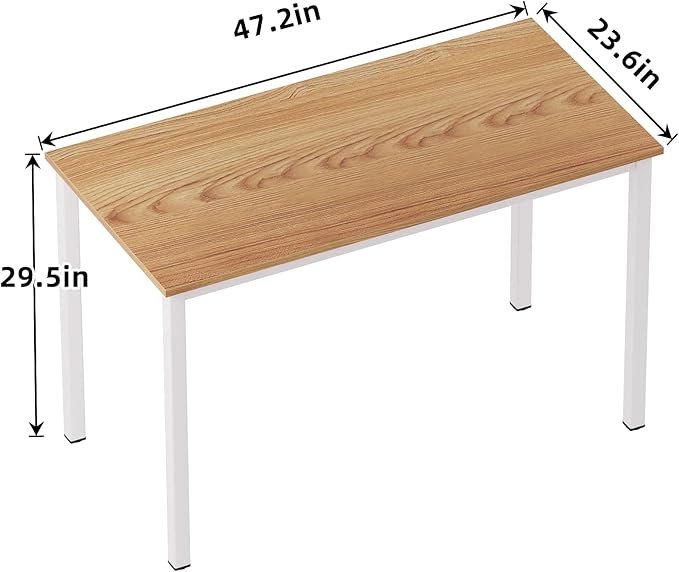sogesfurniture Computer Desk 47 inches Large Office Desk Computer Table with BIFMA Certification Sturdy Office Desk Writing Desk,Teak with White Leg BHUS-AC3BW-120 - LeafyLoom