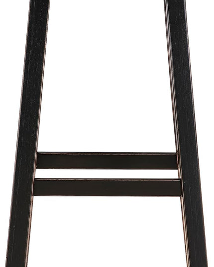 Lexicon Saddle Bar Stools Set of 2 Barstools with Footrest, Armless Dining Chairs for Kitchen Island, Breakfast Nook, Living Room, Pub Height, Black/Brown - LeafyLoom