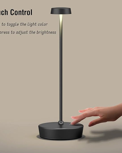 Rechargeable Table Lamp Cordless Battery Operated LED Light 5000mAh 3-level Brightness Portable Desk Lamps Touch Control Indoor Outdoor Use for Patio Home Restaurant - LeafyLoom