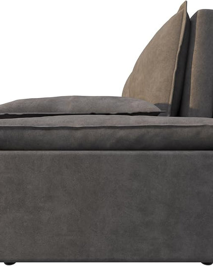 3 in 1 Oversized Love Seat Sofá Convertible Queen Size Sofabed with 2 Lumbar Pillows, Loveseat Sofa W/Pull Out Sleeper Couch Bed for Home,Office,Apartment,RV Living Room, 70.1", Grey - LeafyLoom