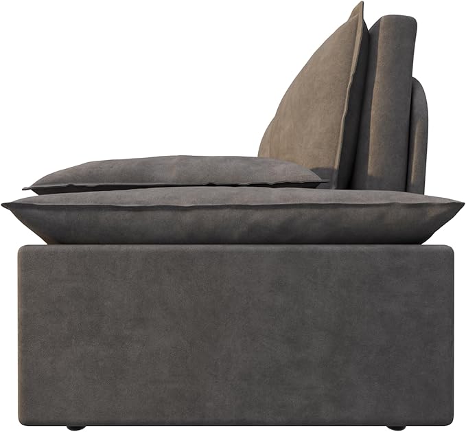 3 in 1 Oversized Love Seat Sofá Convertible Queen Size Sofabed with 2 Lumbar Pillows, Loveseat Sofa W/Pull Out Sleeper Couch Bed for Home,Office,Apartment,RV Living Room, 70.1", Grey - LeafyLoom
