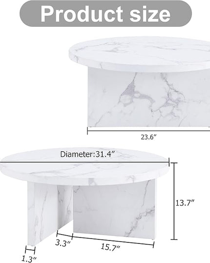 NicBex Modern Round MDF Material Circular Coffee Table with Texture, 31.4 Inch Contemporary Middle Table Modern Tea Table Suitable for Small Spaces, Living Room, White - LeafyLoom