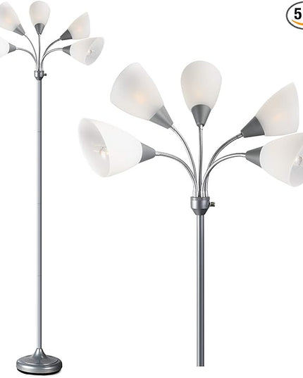 Medusa Floor Lamps Standing Lamps 5 Heads Adjustable Reading Light Large Shade Use E26 A19 Bulb Floor Lamps for Living Room Bedroom by ONEXT - LeafyLoom