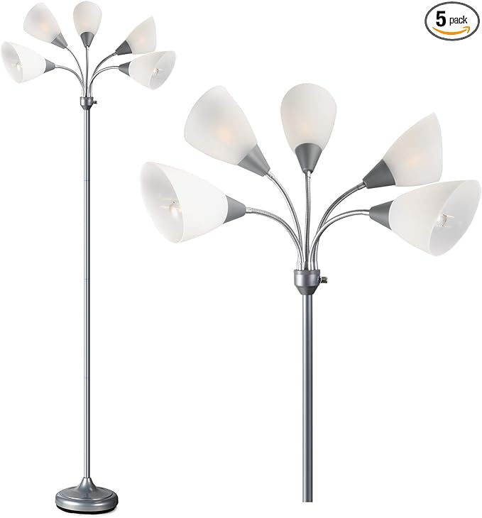 Medusa Floor Lamps Standing Lamps 5 Heads Adjustable Reading Light Large Shade Use E26 A19 Bulb Floor Lamps for Living Room Bedroom by ONEXT - LeafyLoom