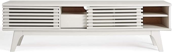Modway Render Mid-Century Modern Low Profile 59 Inch TV Stand in White - LeafyLoom