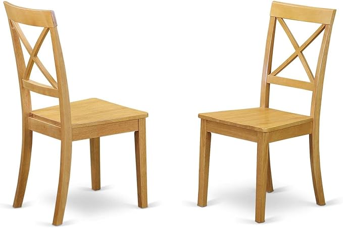 East West Furniture ANBO5-OAK-W Antique 5 Piece Modern Set Includes a Round Kitchen Table with Pedestal and 4 Dining Chairs, 36x36 Inch - LeafyLoom