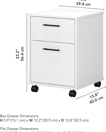 Bush Furniture Key West 2 Drawer Mobile File Cabinet, Rolling File Cabinet for Home Office - LeafyLoom