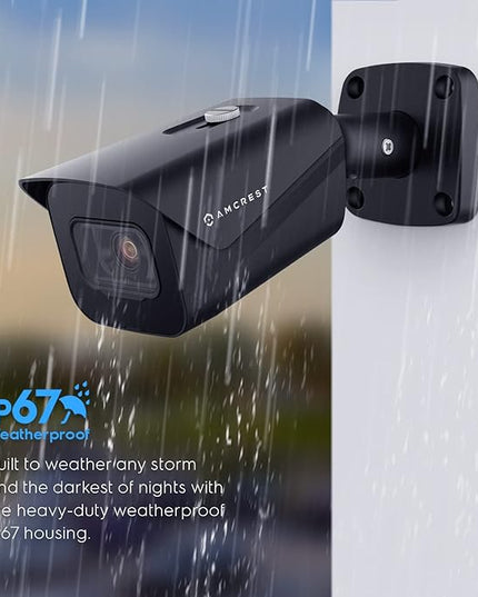 Amcrest UltraHD 4K (8MP) Outdoor Bullet Security IP POE Camera, 98ft NightVision, 2.8mm Lens, IP67 Weatherproof, 256GB MicroSD Recording, Black (IP8M-2496EB-V2) Amcrest