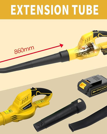 20V Cordless Leaf Blower with Battery Fast Charger Leaf Blower Sweeper (yellow 3.0A) - LeafyLoom