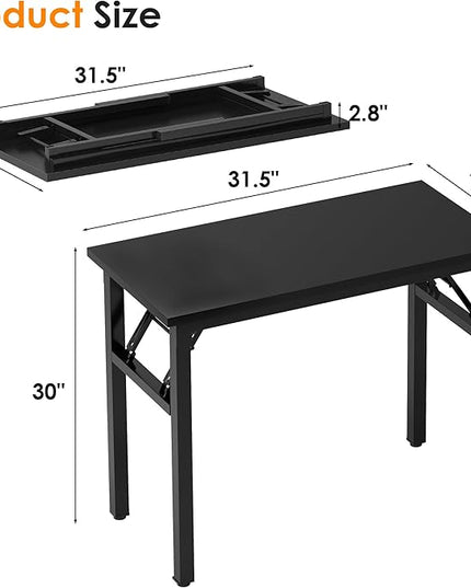 Need Small Computer Desk 31.5 inches Folding Table No Assembly Sturdy Small Writing Desk Folding Desk for Small Spaces, All Black AC5-8040-CB - LeafyLoom