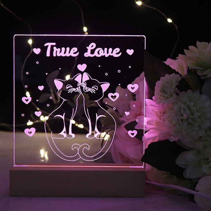 2Pack 6" Wood Rectangle Display Pedestal,Wooden Rectangle Colorful Lights Display Base for Acrylic and Plexiglass,Wood Night LED Light Lamp Base - LeafyLoom