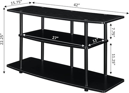 Convenience Concepts Designs2Go 3-Tier Wide TV Stand, 42", Black/Black - LeafyLoom