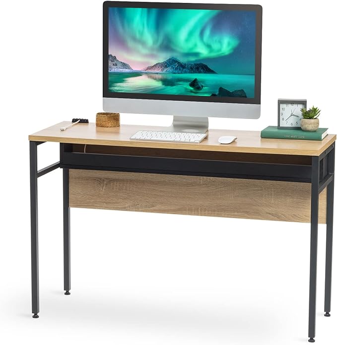 IRIS OWDN-1252 Computer Desk with Organizer and Cable Tray, 45" - Rustic, Wood - LeafyLoom