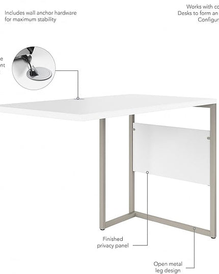 Bush Business Furniture Hybrid Desk Return/Bridge, 42W x 24D, White - LeafyLoom
