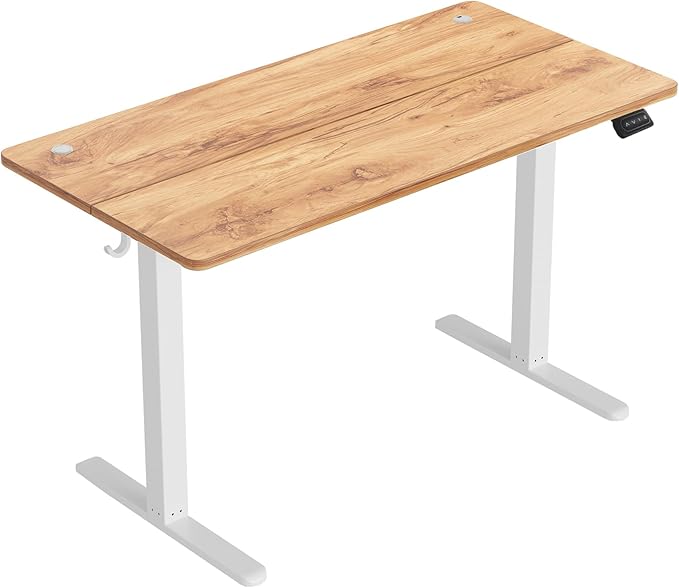 CubiCubi Electric Standing Desk, 63 x 24 Inches Height Adjustable Sit Stand Desk, Ergonomic Home Office Computer Workstation, Light Rustic Brown - LeafyLoom