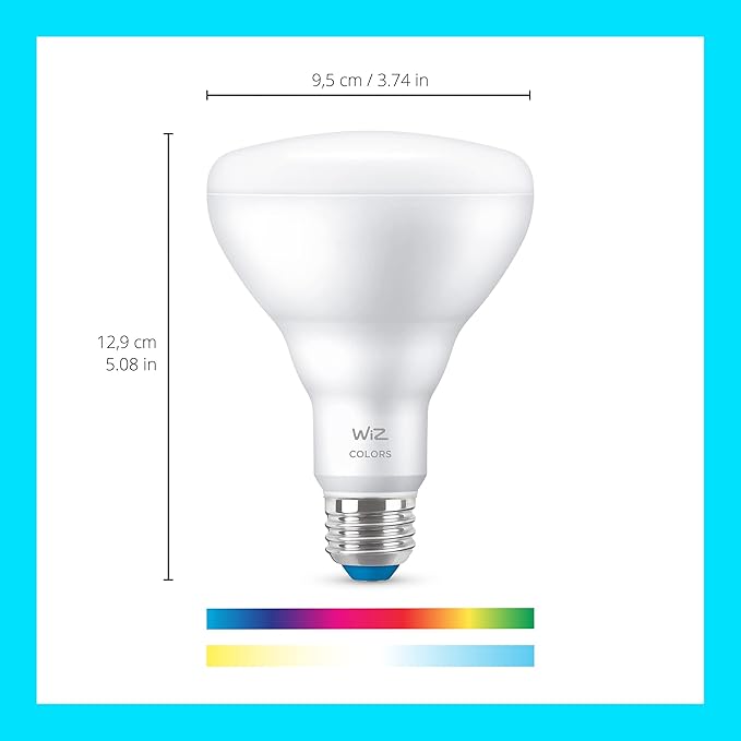 WiZ 65W BR30 Color LED Smart Bulb - Pack of 4 - E26- Indoor - Connects to Your Existing Wi-Fi - Control with Voice or App + Activate with Motion - Matter Compatible WiZConnectedLighting