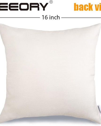 GEEORY Christmas Pillow Covers 16 x 16 Inch Set of 4, Striped Wooden Tree Snow Sleigh Merry Bright Xmas Holiday Decor Decorative Throw Cushion Case Decoration for Home Party Sofa Couch (Brown) GEEORY