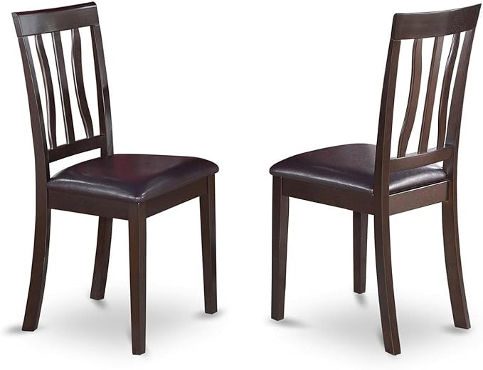 East West Furniture Antique 5 Piece Room Furniture Set Includes a Round Kitchen Table with Pedestal and 4 Faux Leather Upholstered Dining Chairs, 36x36 Inch, ANTI5-CAP-LC - LeafyLoom